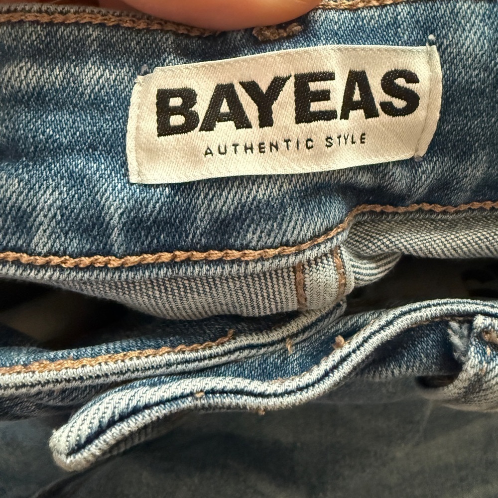Bayeas High Rise Slim Straight Leg Jeans Medium Wash - Picture 9 of 10